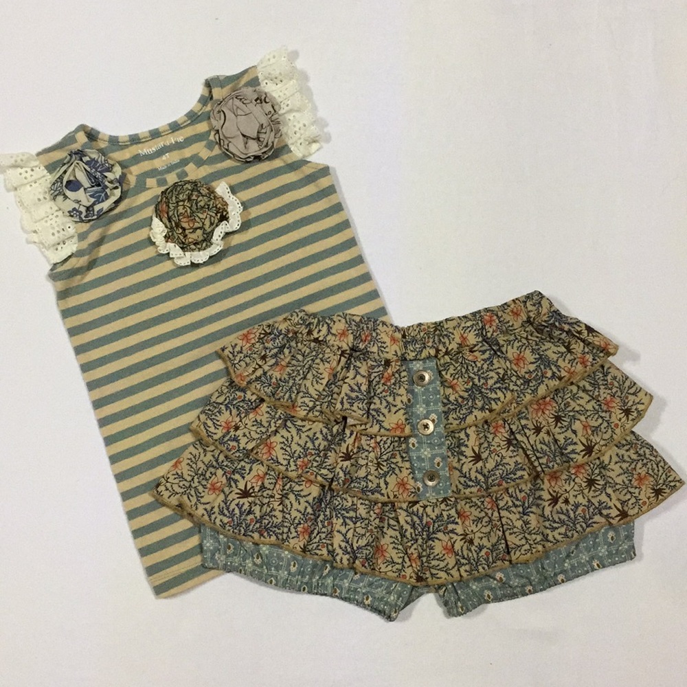 EUC Mustard Pie Amber Fields Shorts Set Size 4T